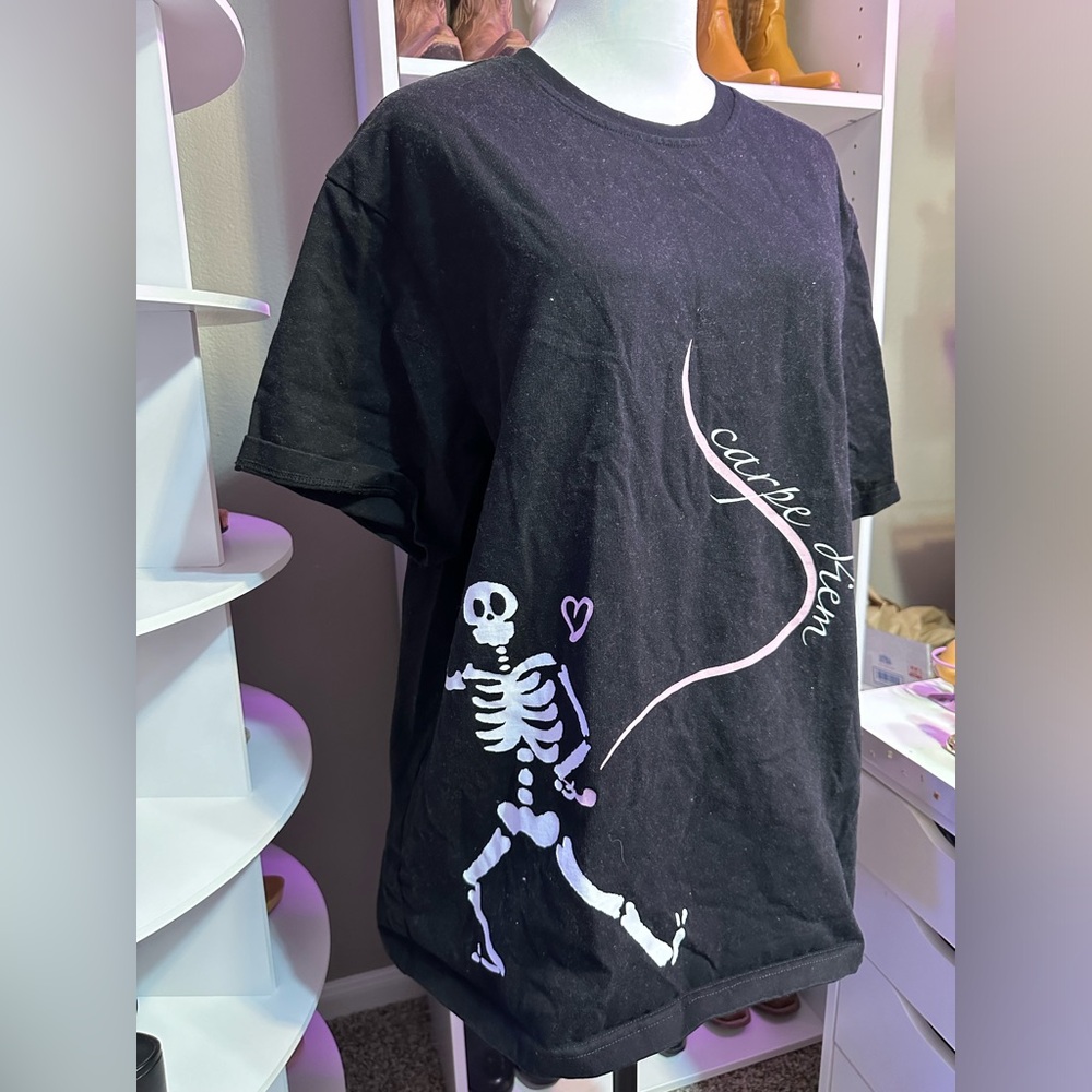 LITQI.NF black oversized shirt with skeleton